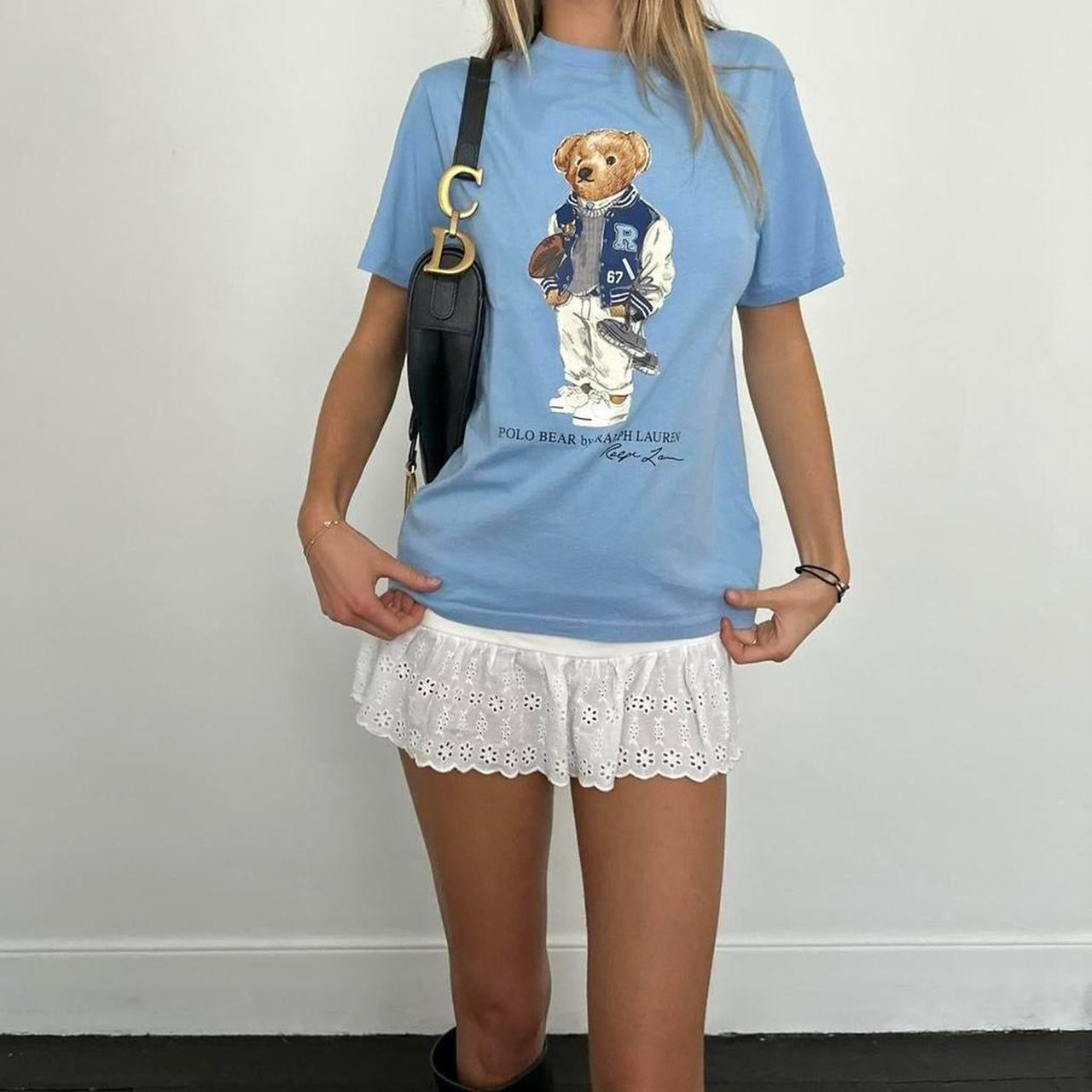 Vintage Ralph Lauren teddy bear blue top