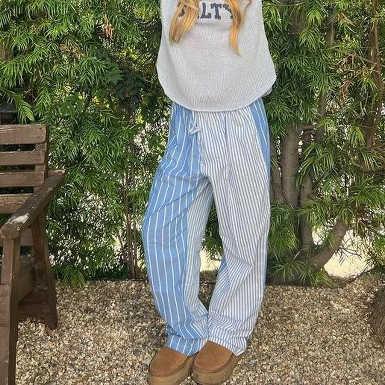 Vintage blue stripe relaxed pants