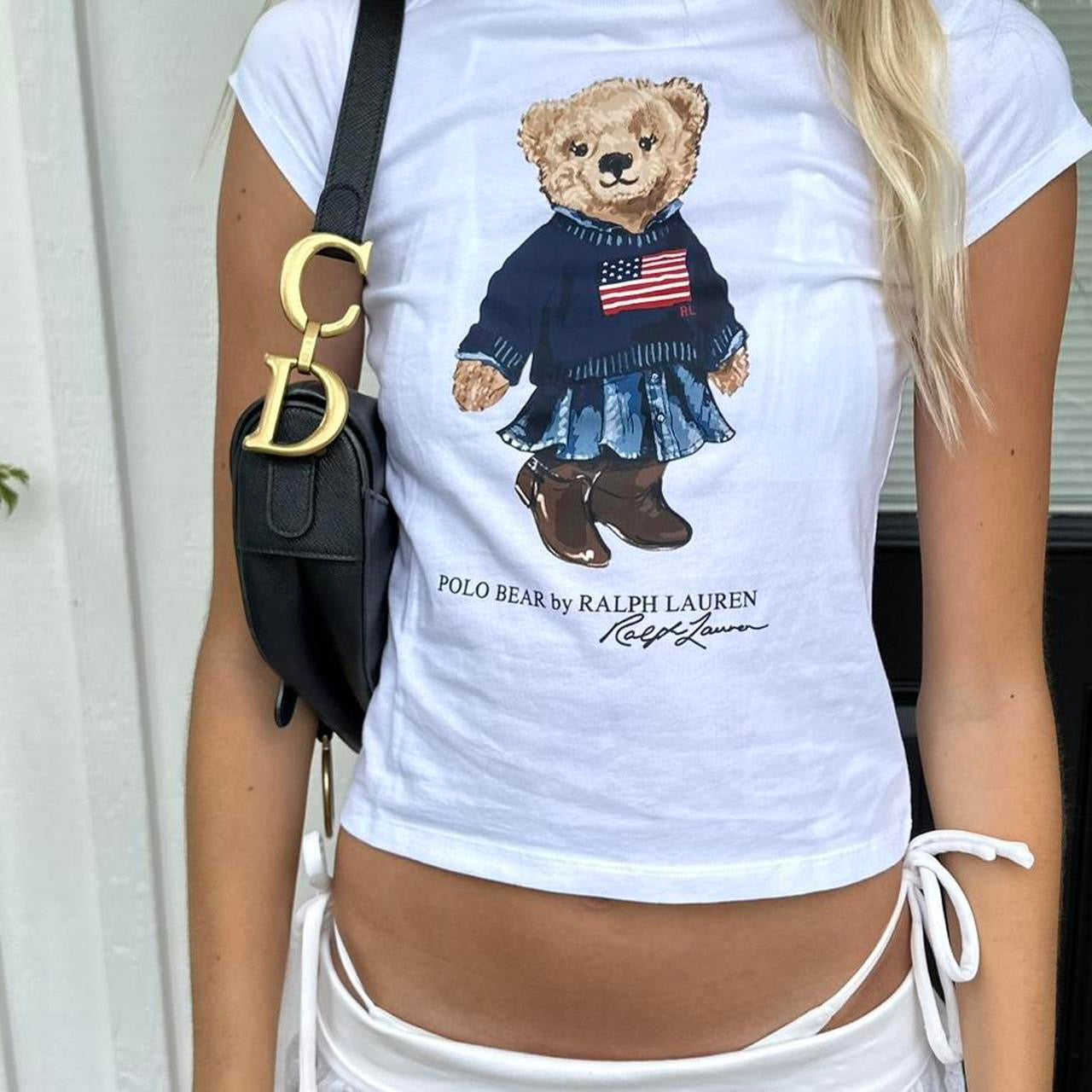 Vintage Ralph Lauren teddy bear American flag baby tee 💫