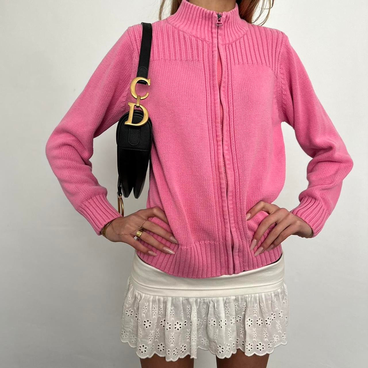 Vintage 2000’s zip up pink knitted sweater