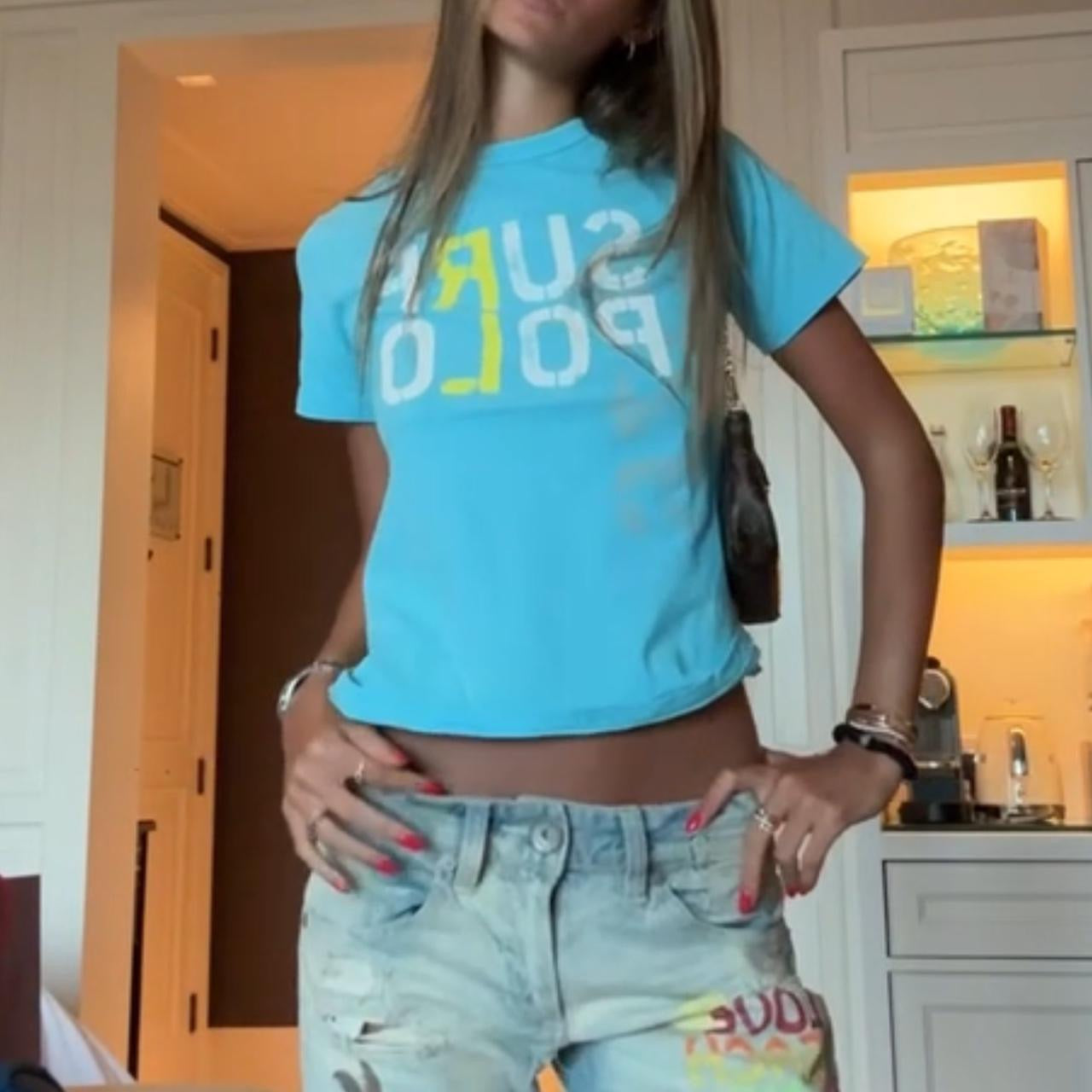Vintage aqua blue Ralph Lauren surf baby tee