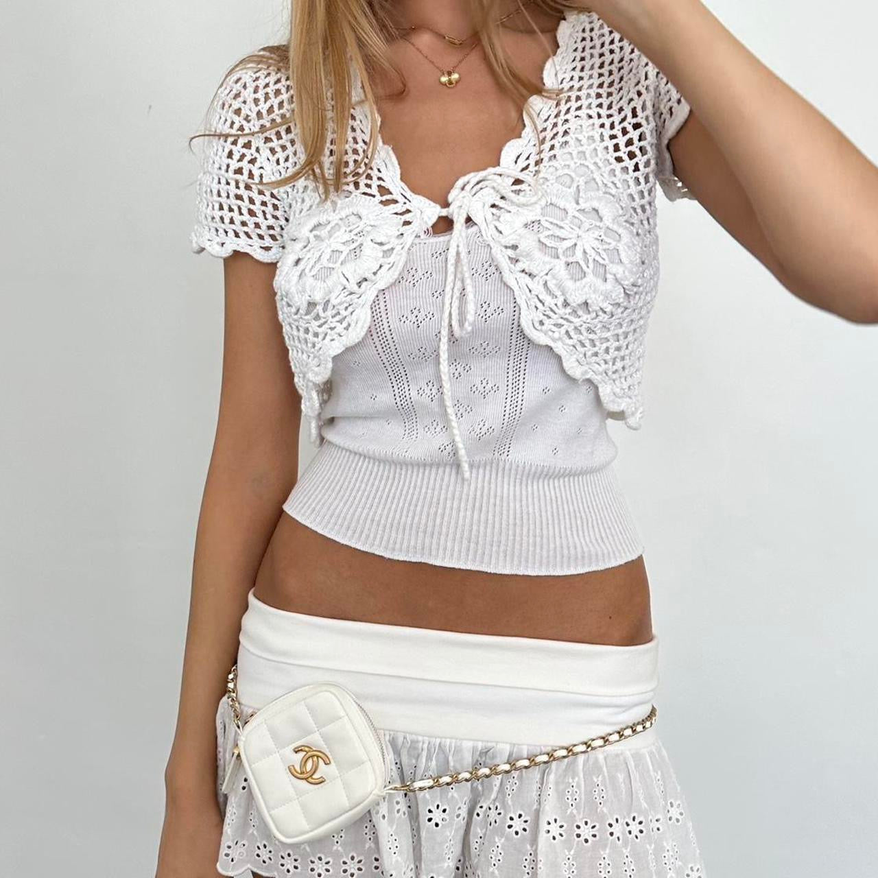 Vintage white delicate layering top