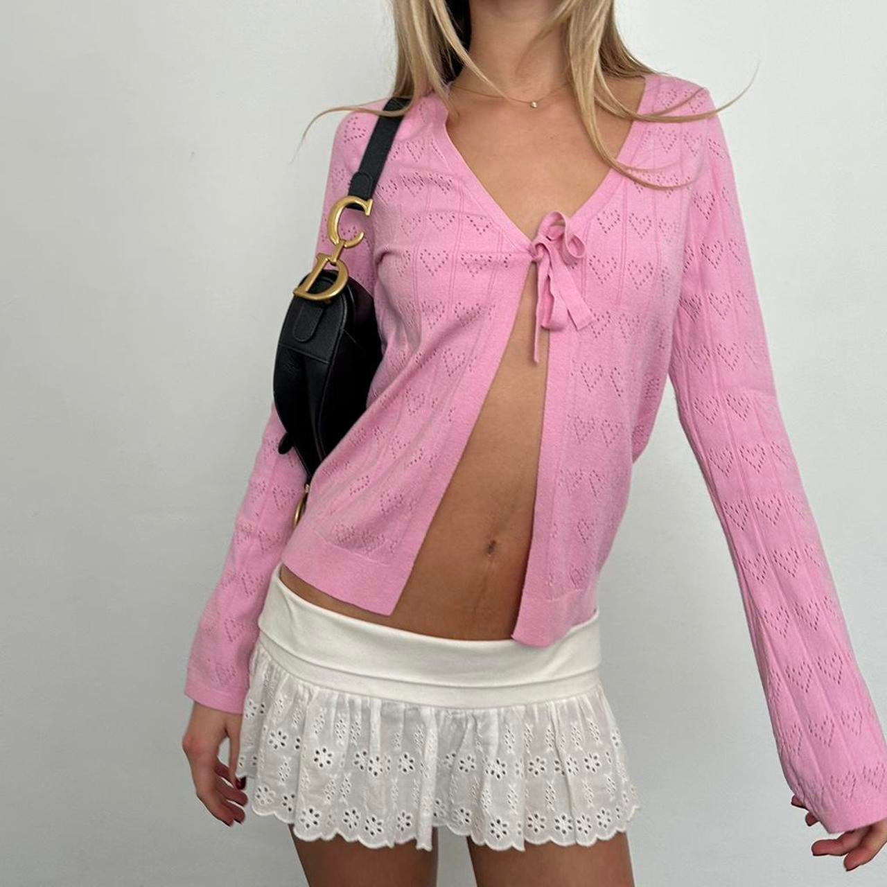Vintage 2000ās pink hearts cardigan top š
