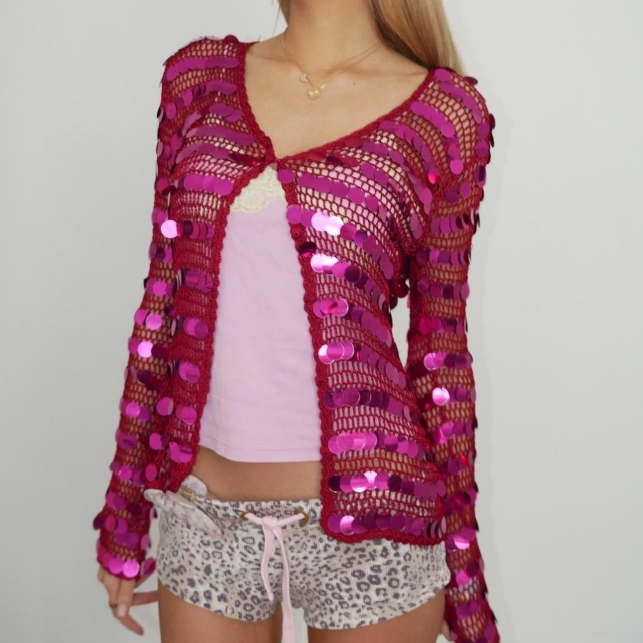 Vintage 90’s pink sequin long sleeve top