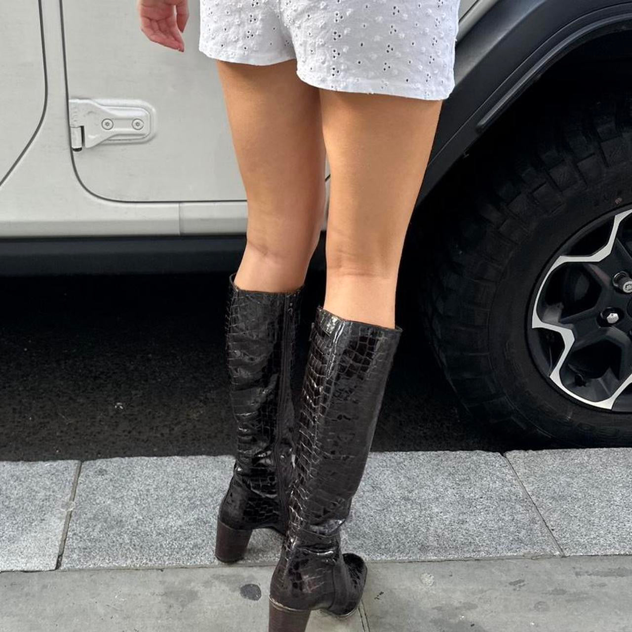 Vintage brown crocodile style heel boots