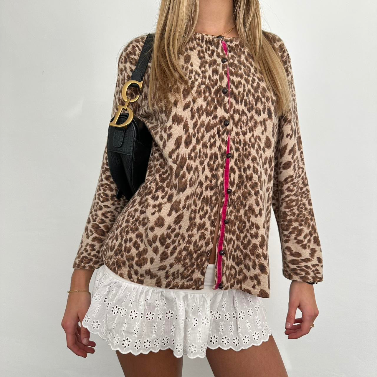 Vintage 90’s leopard cardigan with pink details