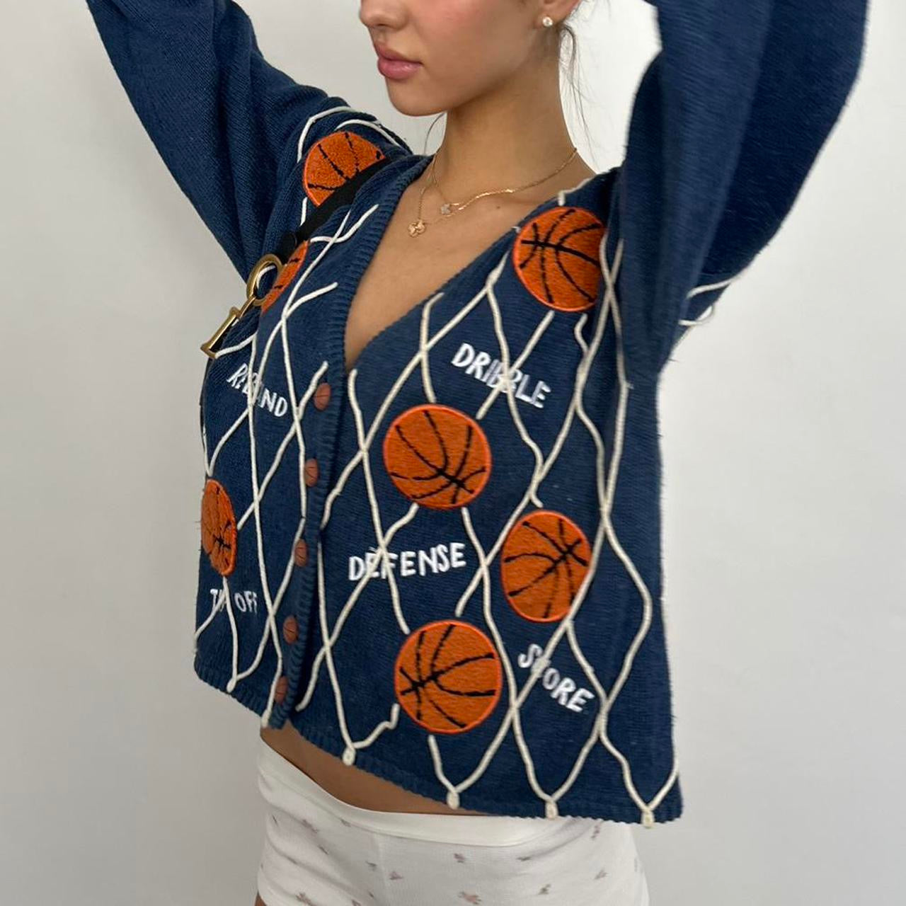 Vintage 90’s navy basketball cardigan