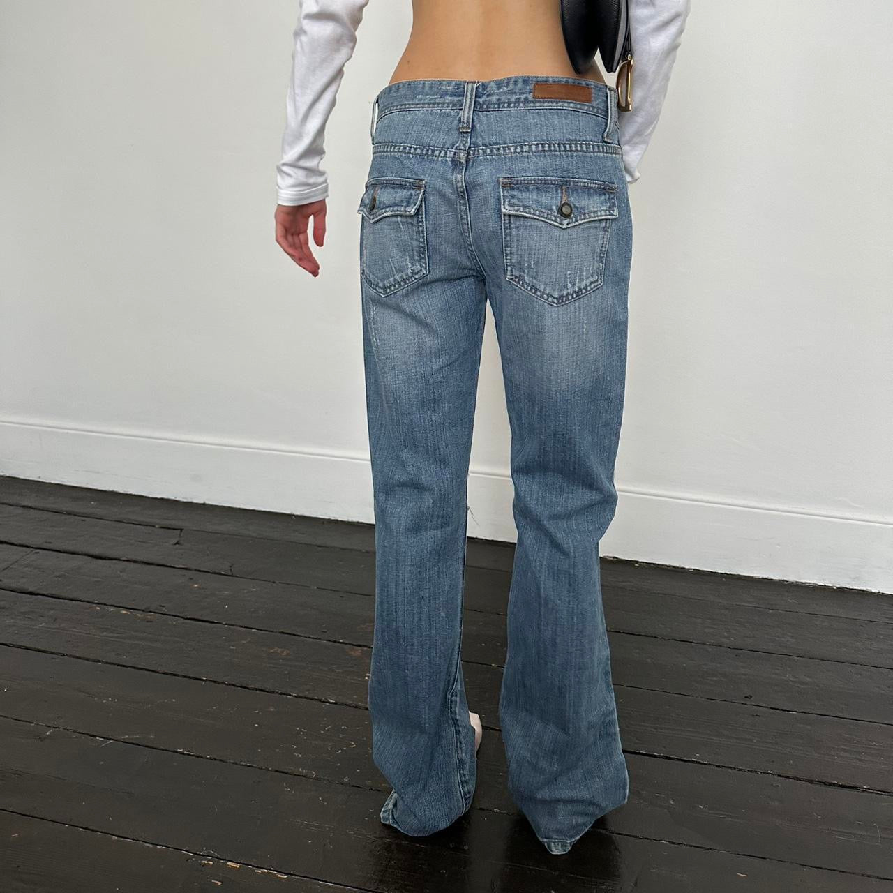 Vintage Abercrombie & Fitch blue distressed bootcut jeans
