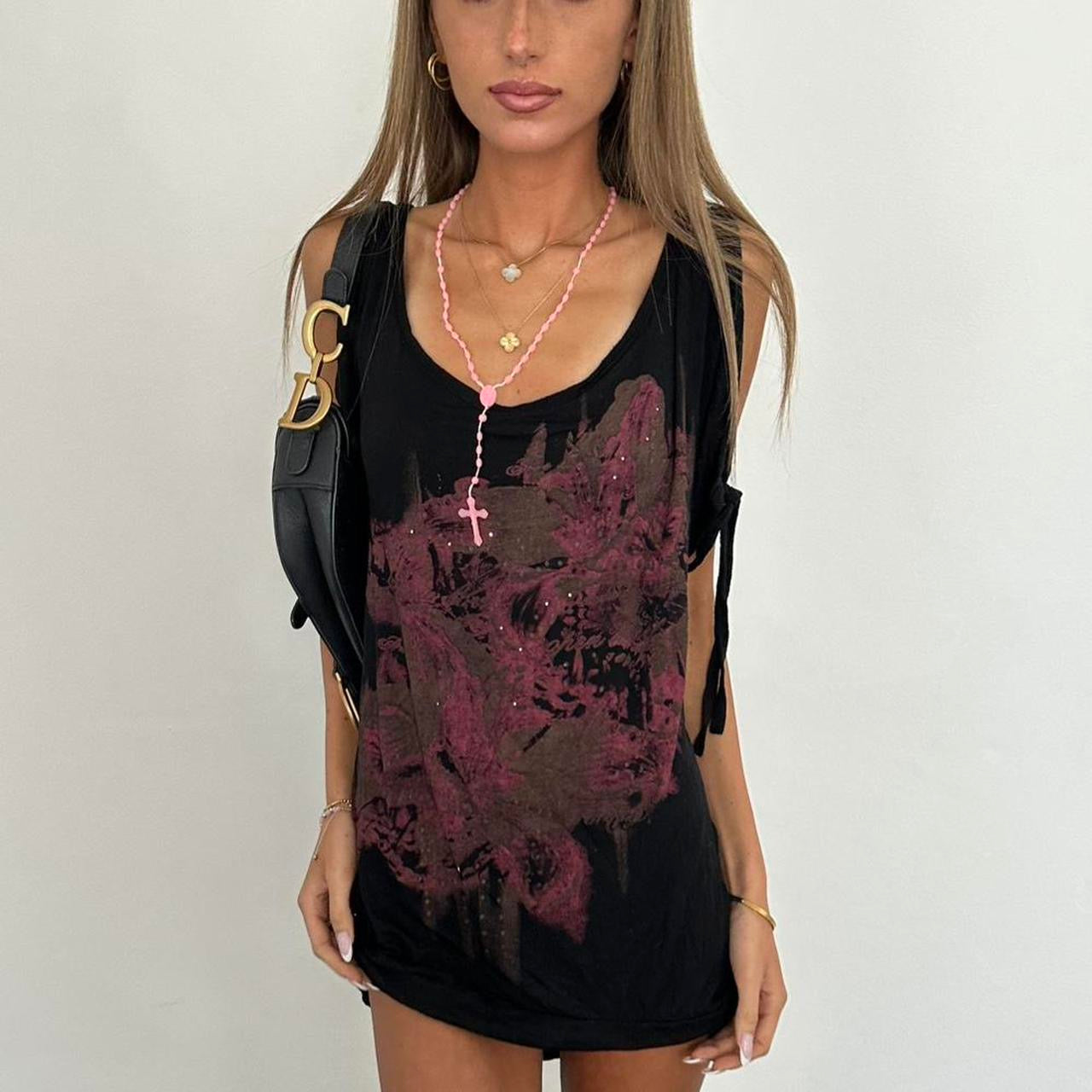 Vintage 00s graphic black mini dress