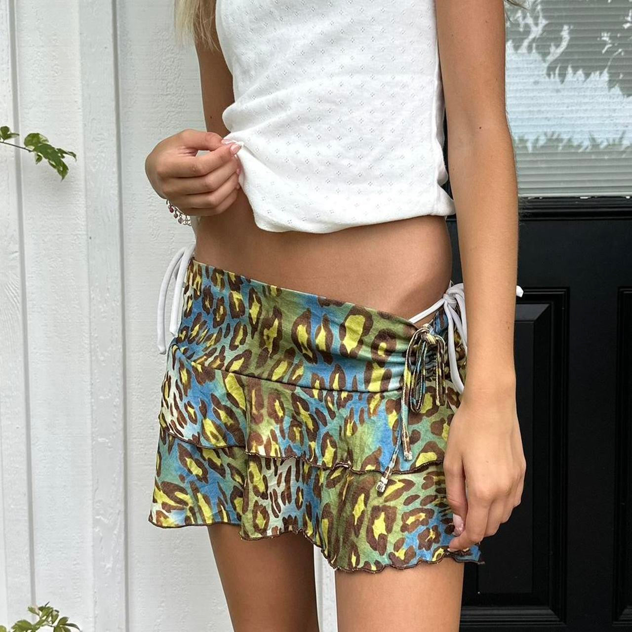 Vintage 90’s leopard layered mini skirt