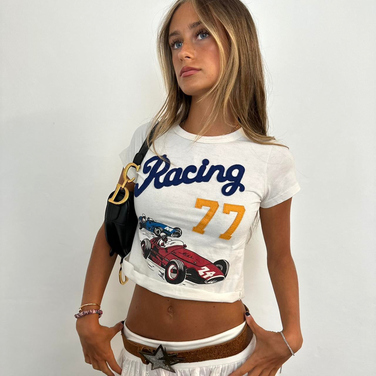 Vintage 90ās racing baby tee āļø šļø