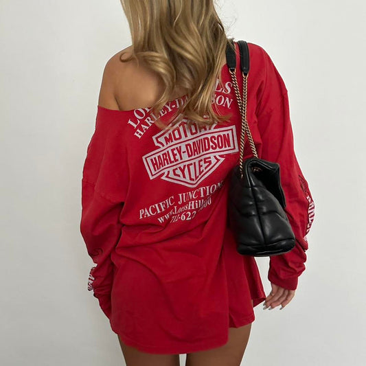 Vintage Harley Davidson long sleeve red top