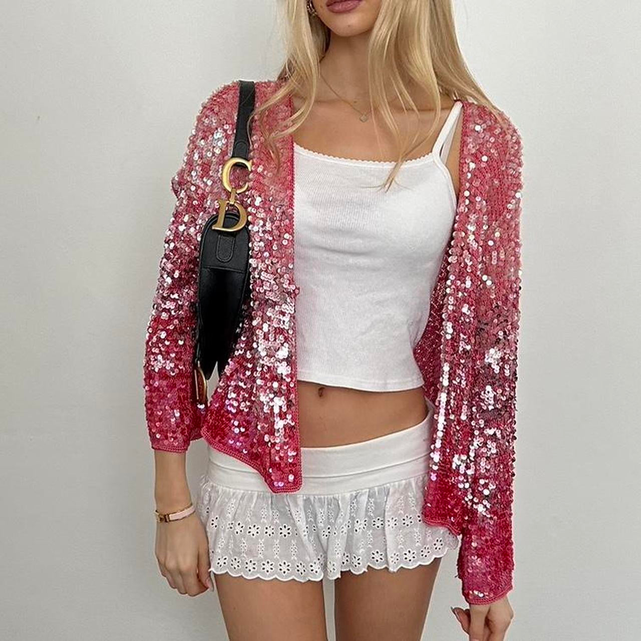 Vintage 90’s pink sequin cardigan