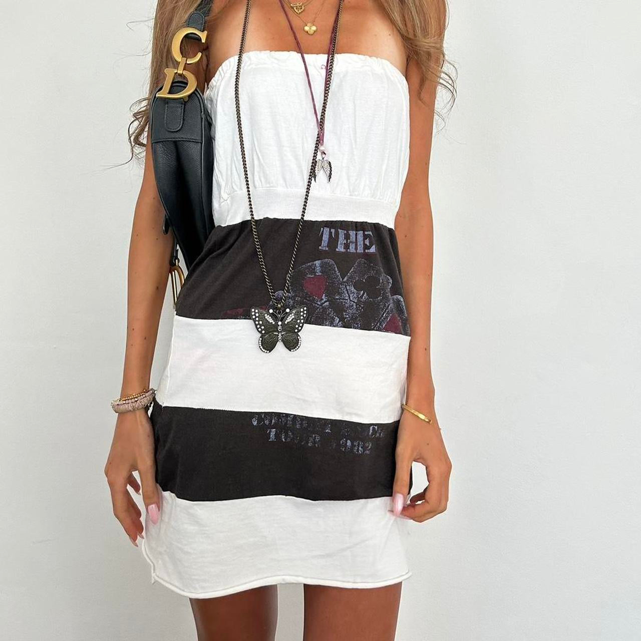 Vintage 90’s striped strapless poker mini dress