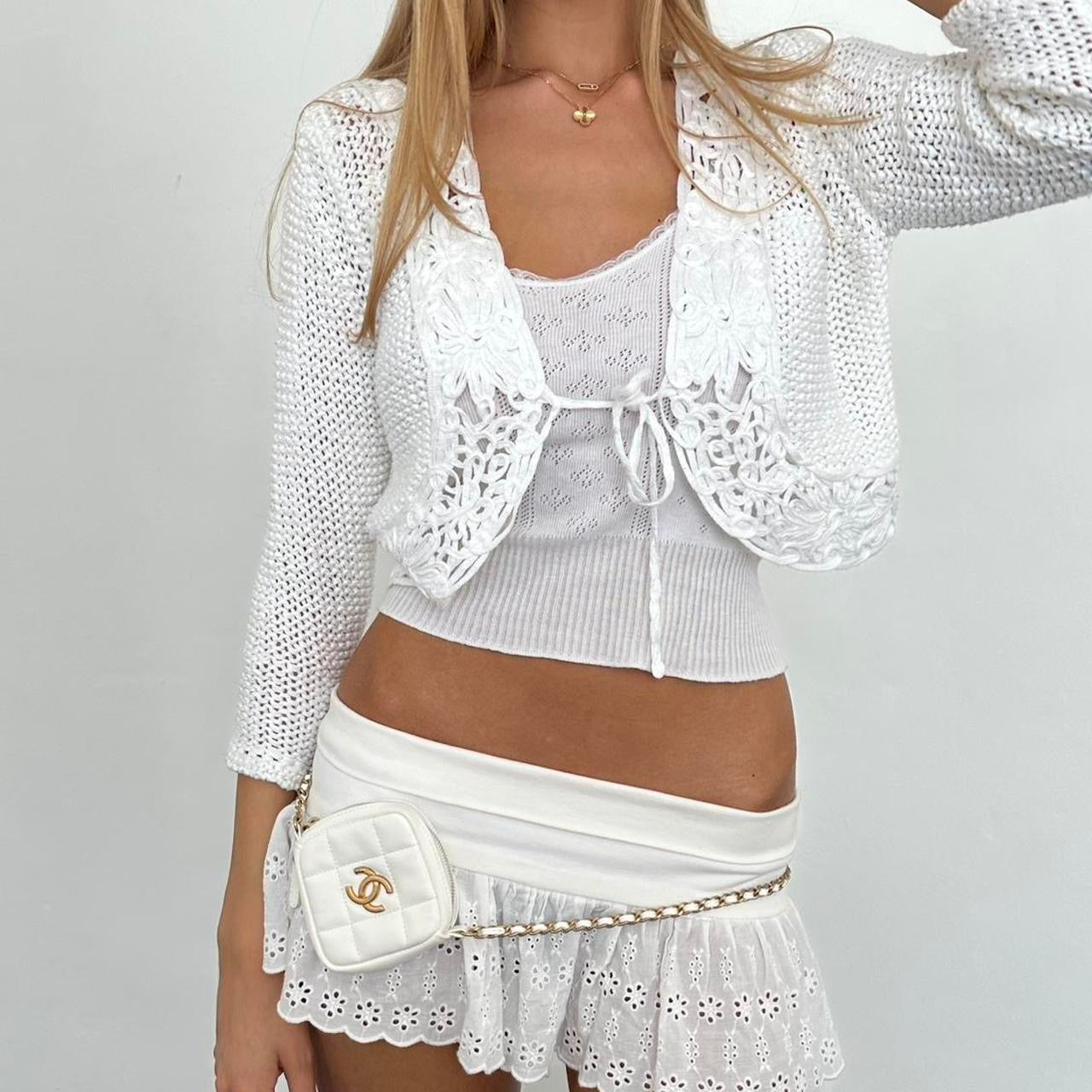 Vintage 90’s white crochet cardigan