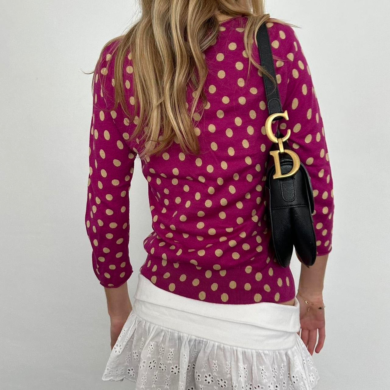 Vintage polka dot print cardigan top