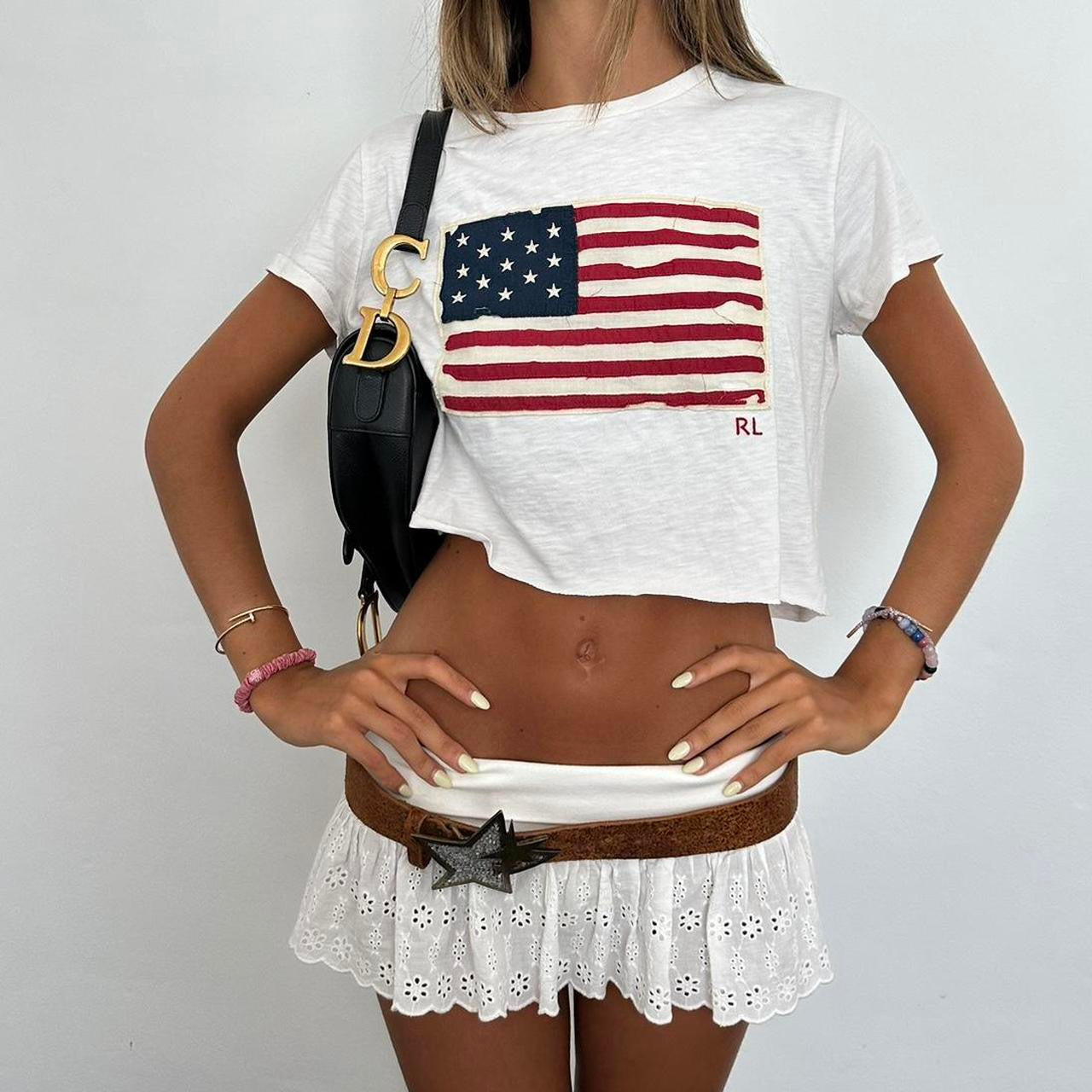 Vintage Ralph Lauren American flag preppy baby tee š¤
