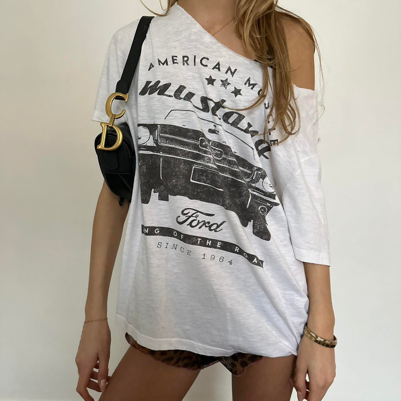 Vintage Ford off shoulder graphic top