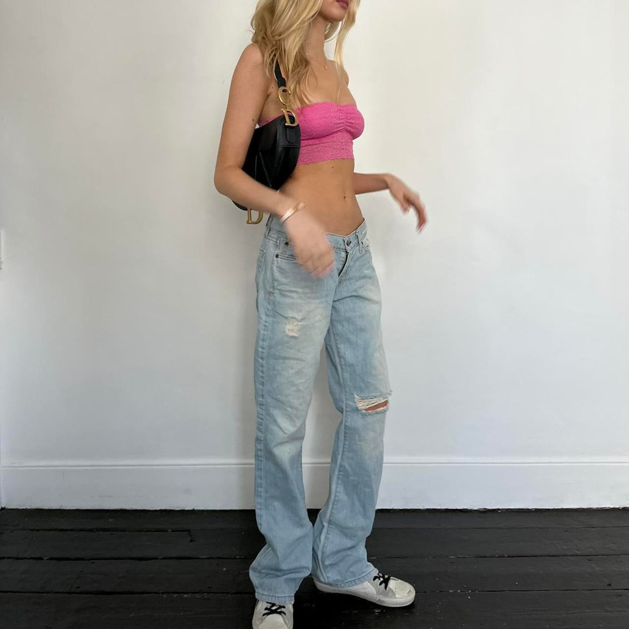 Vintage early 2000s Abercrombie and Fitch blue wash relaxed jeans