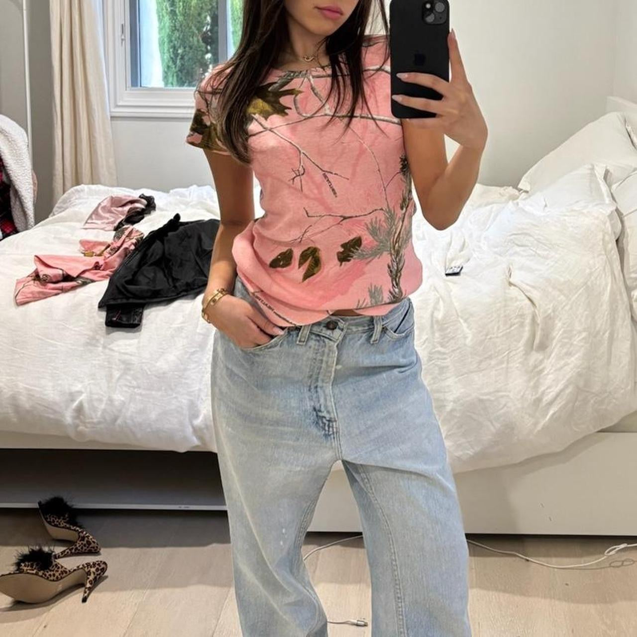 Vintage 2000’s pink camouflage baby tee