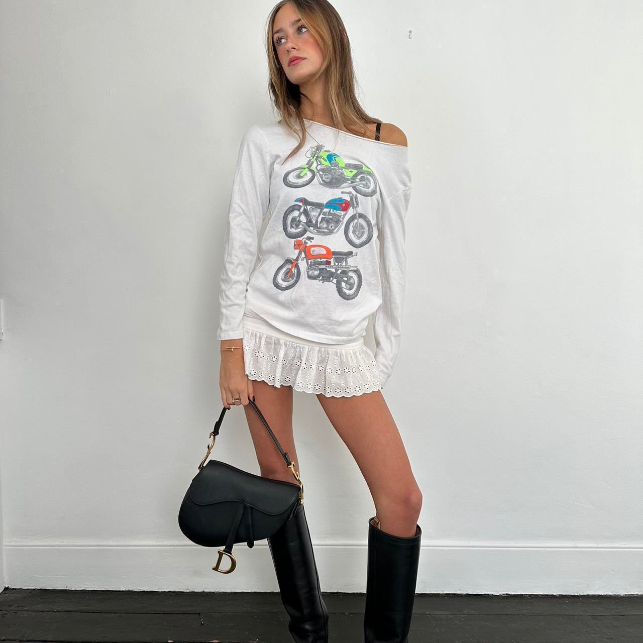 Vintage biker off shoulder top š