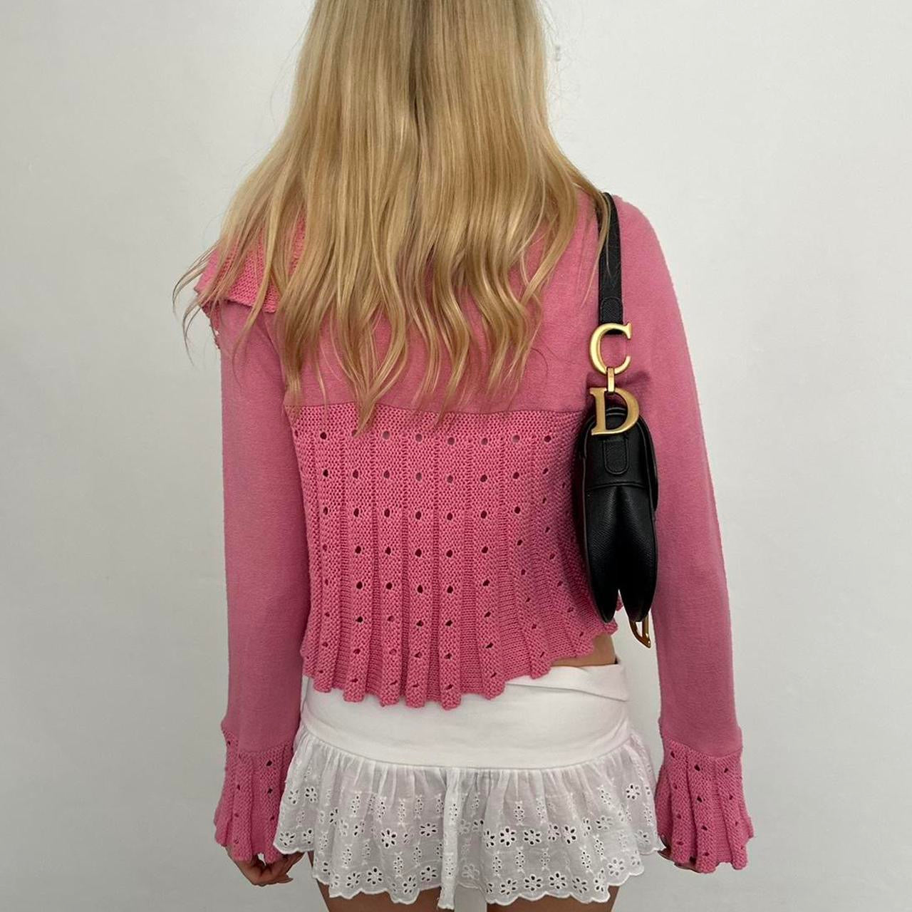 Vintage pink long sleeve cardigan top
