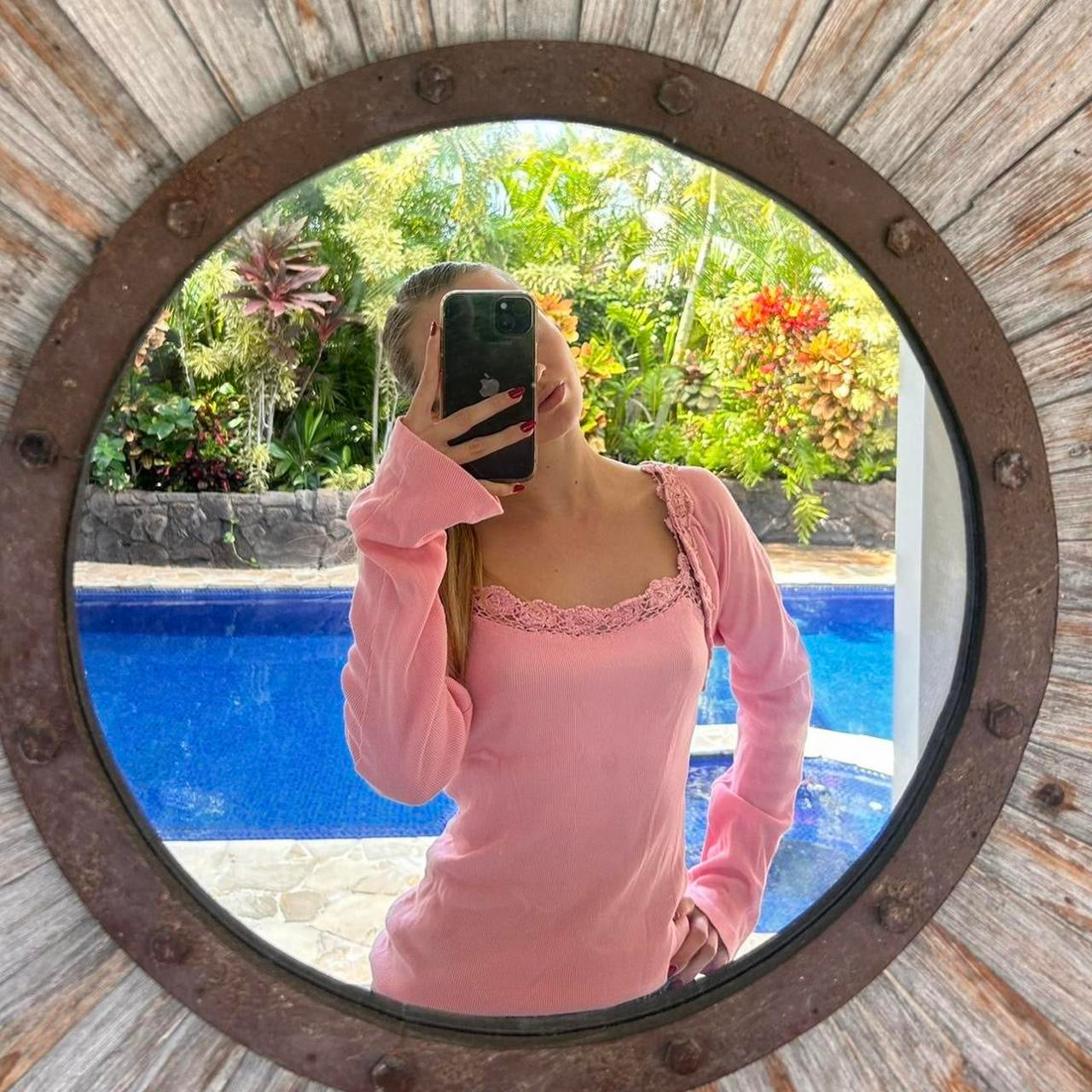 Vintage pink layering cardigan top and matching cami top