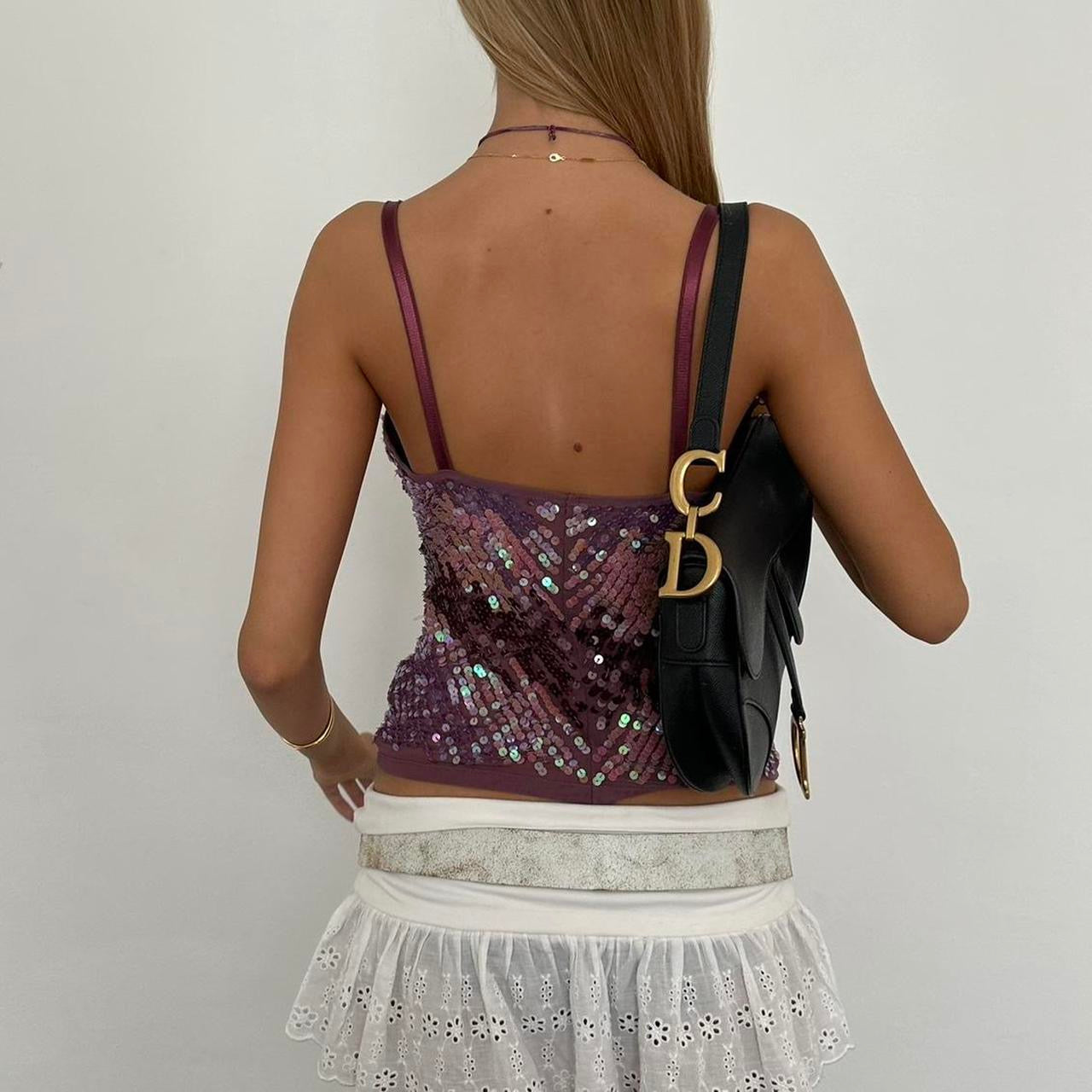Vintage 90’s sequin crochet lilac top