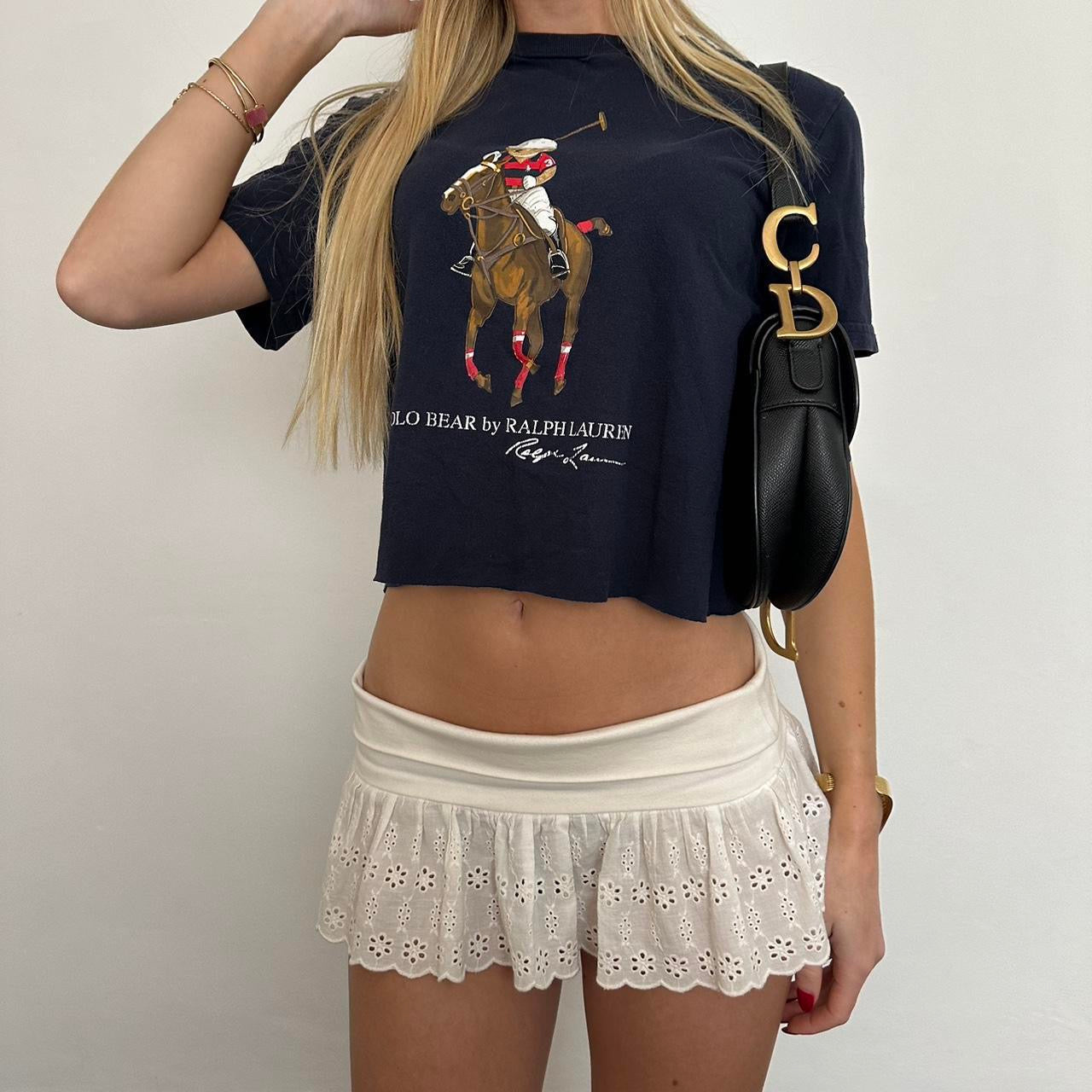 Vintage Ralph Lauren navy polo horse baby tee
