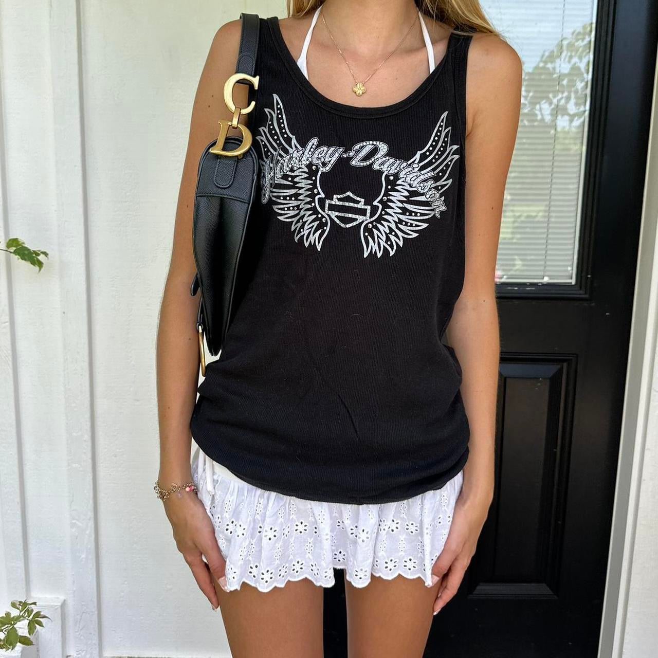 Vintage Harley Davidson black cami top