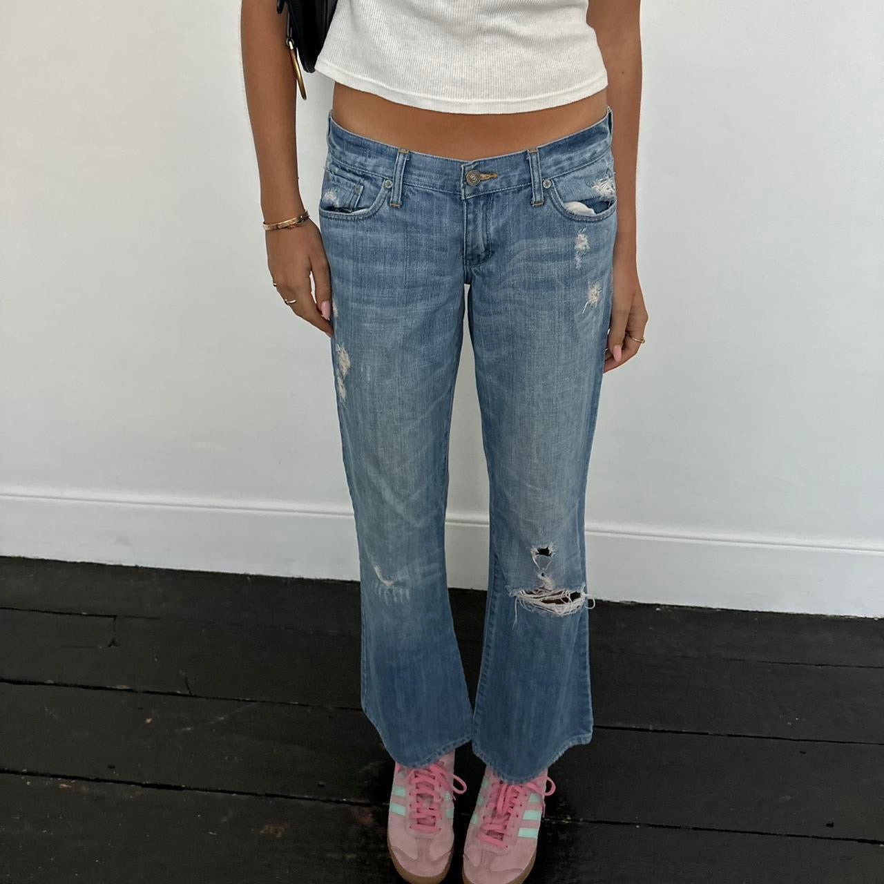 Vintage 2000’s Abercrombie blue distressed jeans