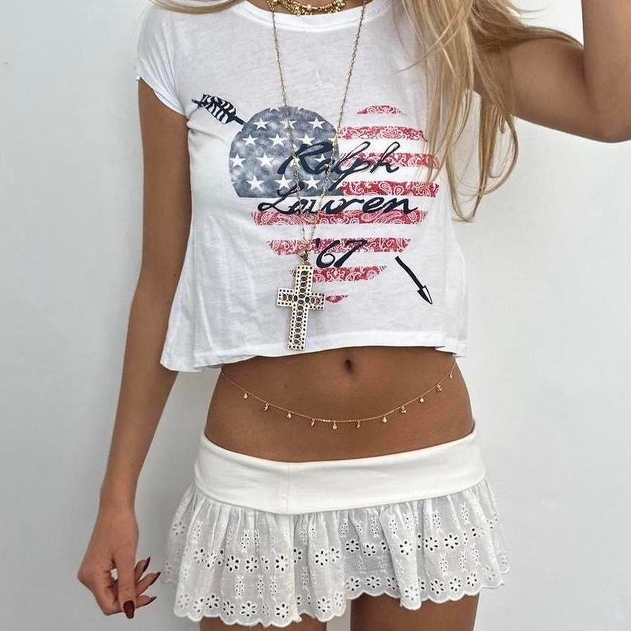 Vintage Ralph Lauren USA flag heart design baby tee