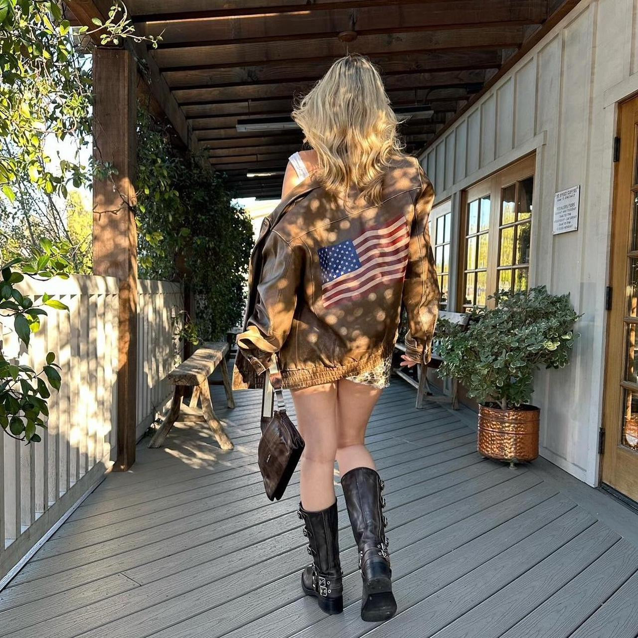 Vintage American flag leather jacket
