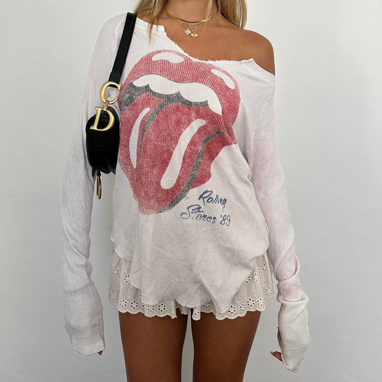 Vintage Rolling Stones white long sleeve top