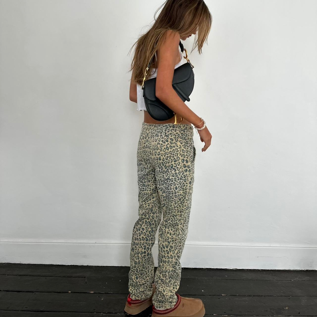 Vintage leopard print jeans π