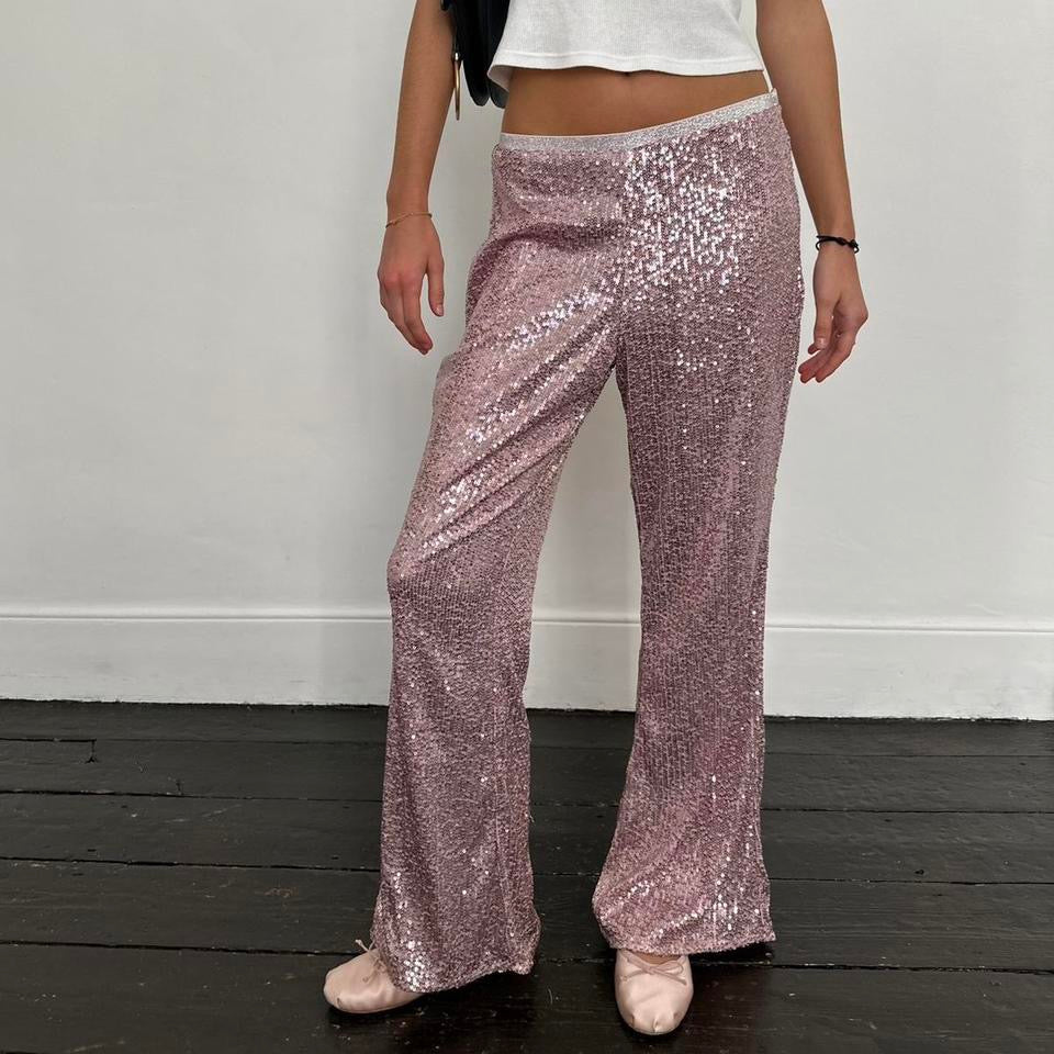 Vintage pink sequin embellished pants