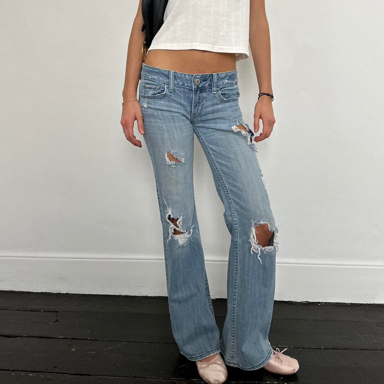 Vintage distressed bootcut jeans