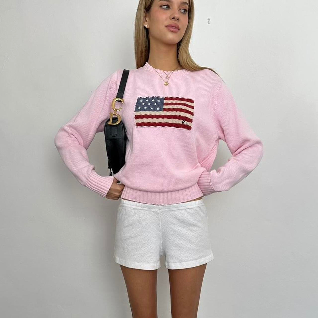 Vintage pink Ralph Lauren American flag sweater