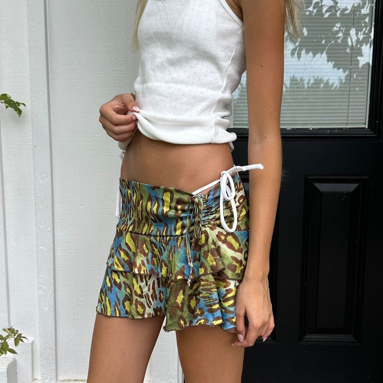Vintage 90’s leopard layered mini skirt