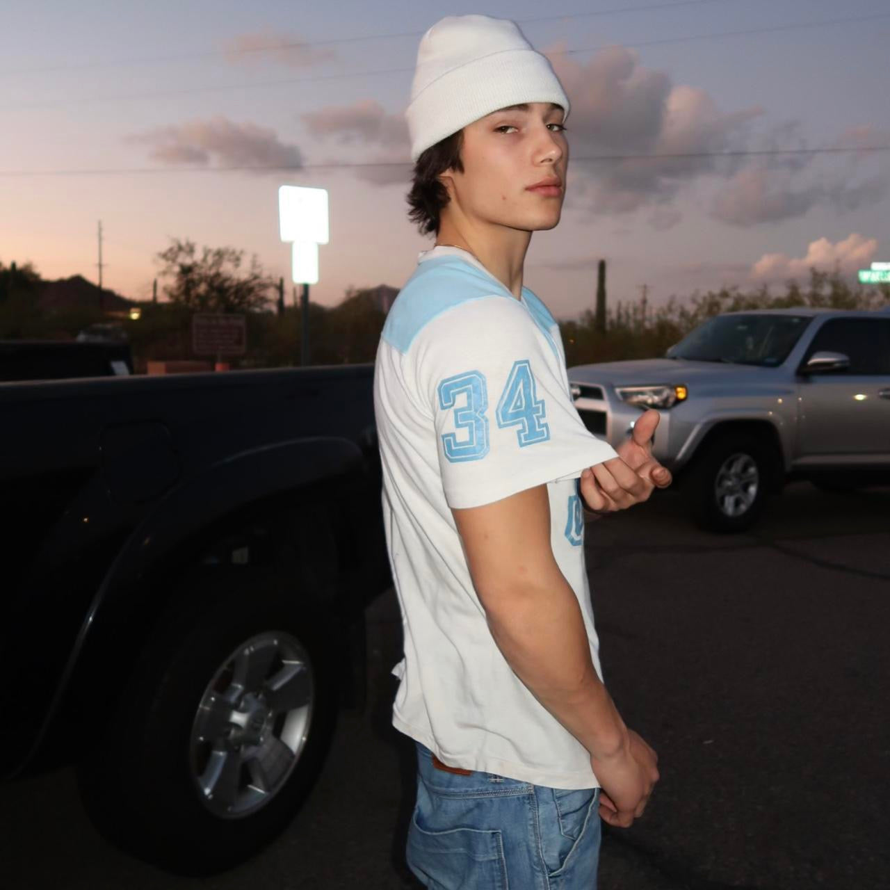 Vintage distressed blue 34 top