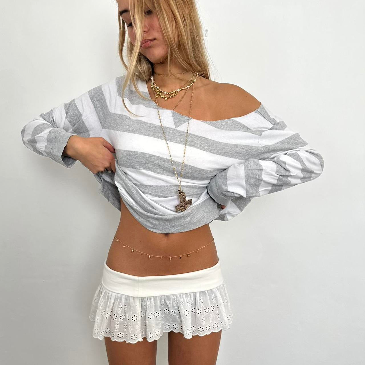 Vintage grey striped top