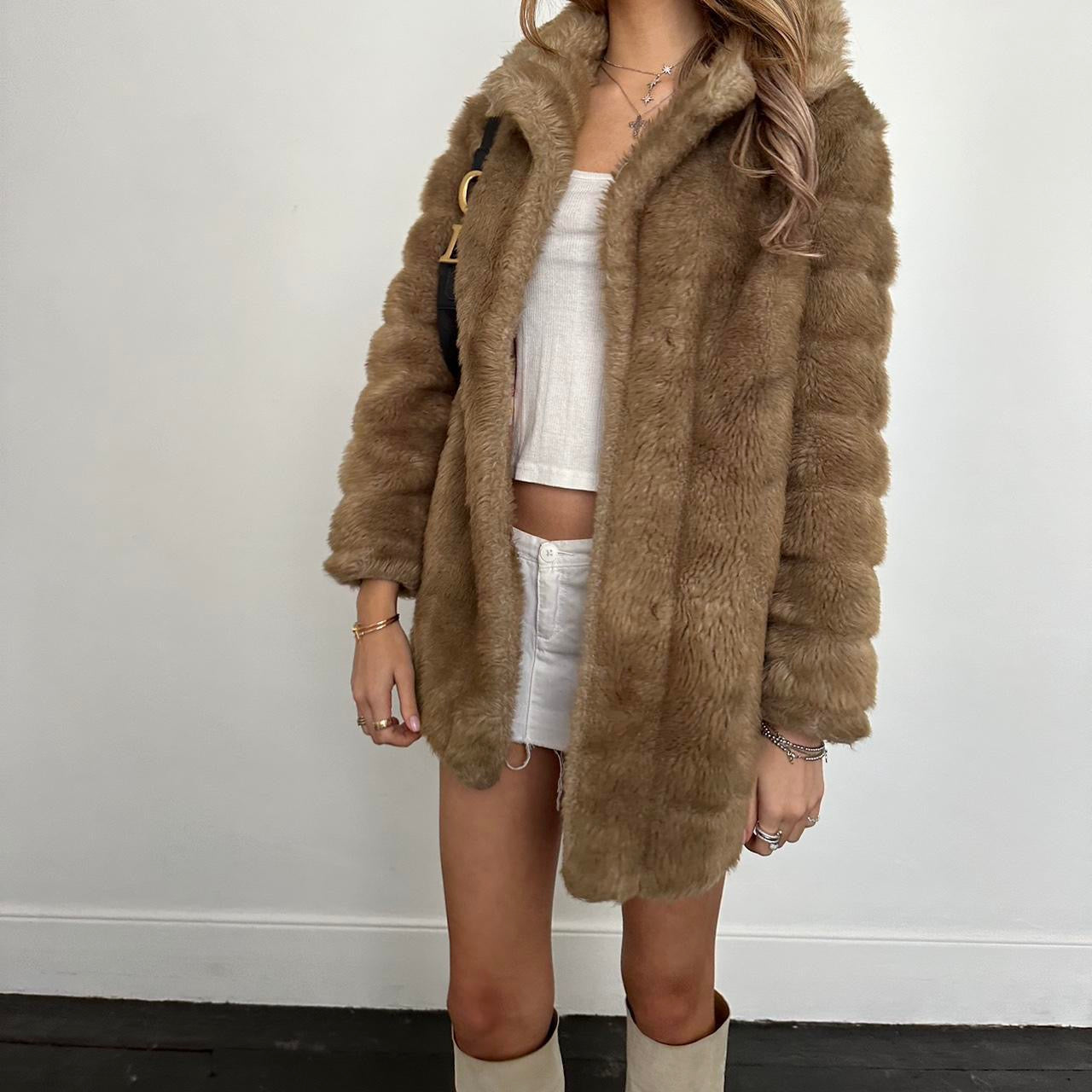 Vintage 2000’s brown faux fur jacket