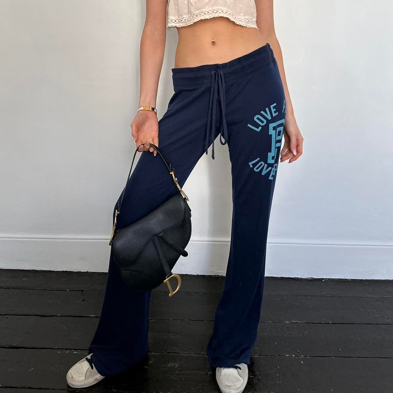 Vintage 2000’s Victoria’s Secret navy and blue sweatpants