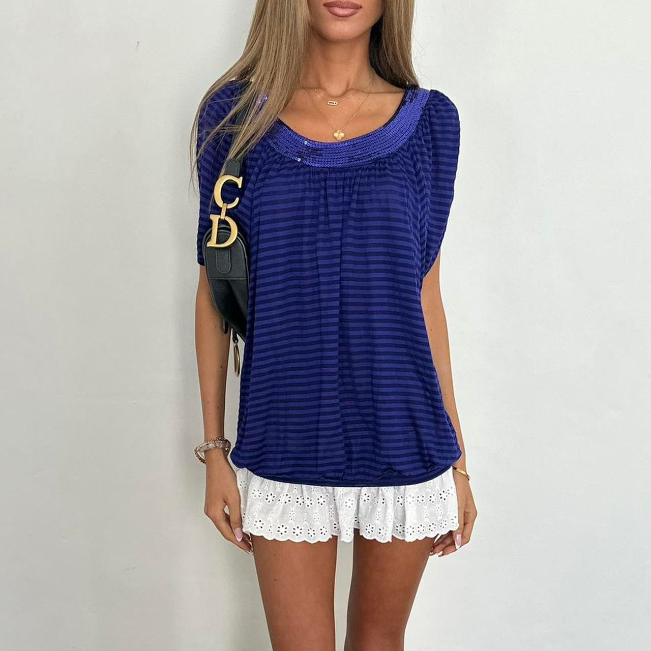 Vintage 2000s purple striped sequin top