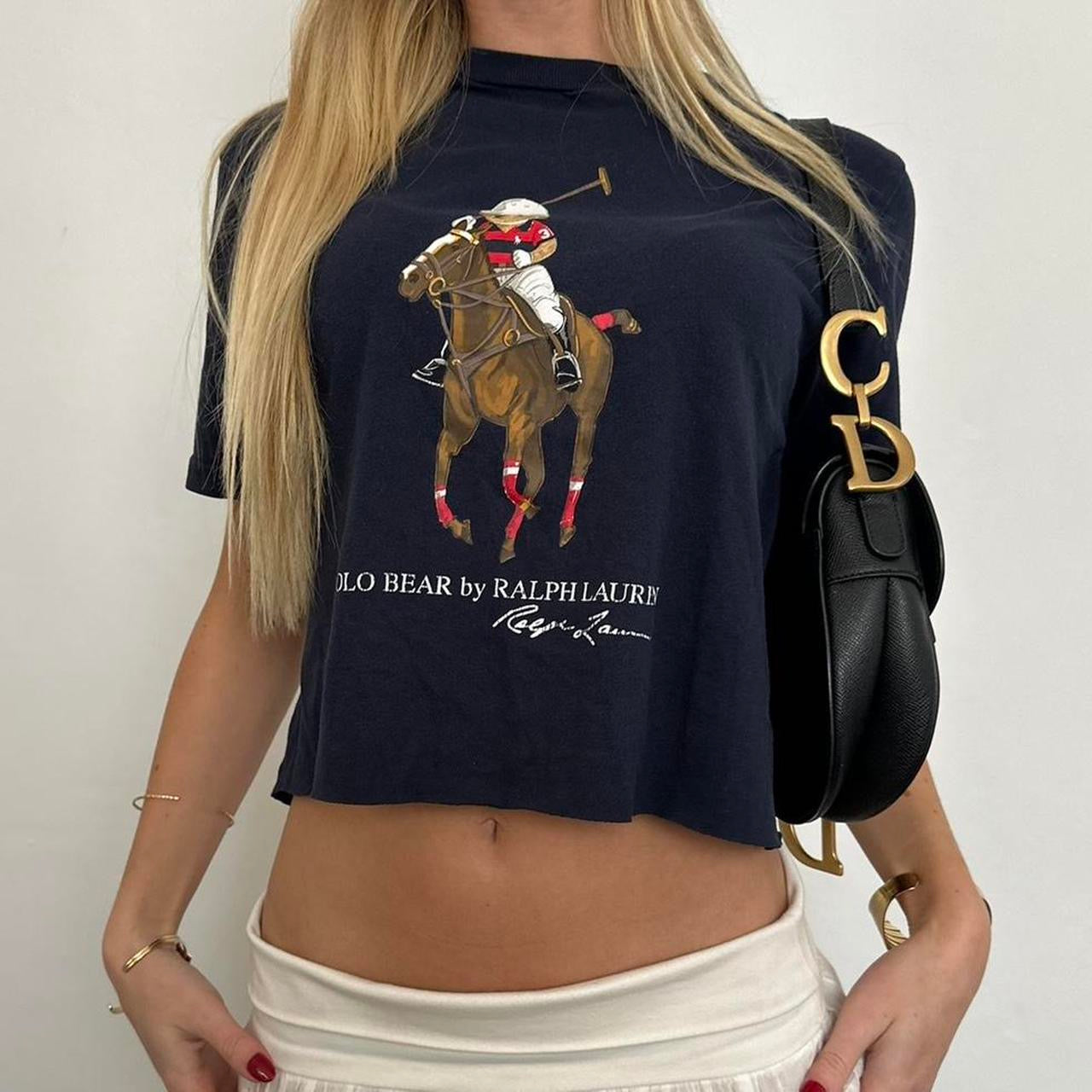 Vintage Ralph Lauren navy polo horse baby tee