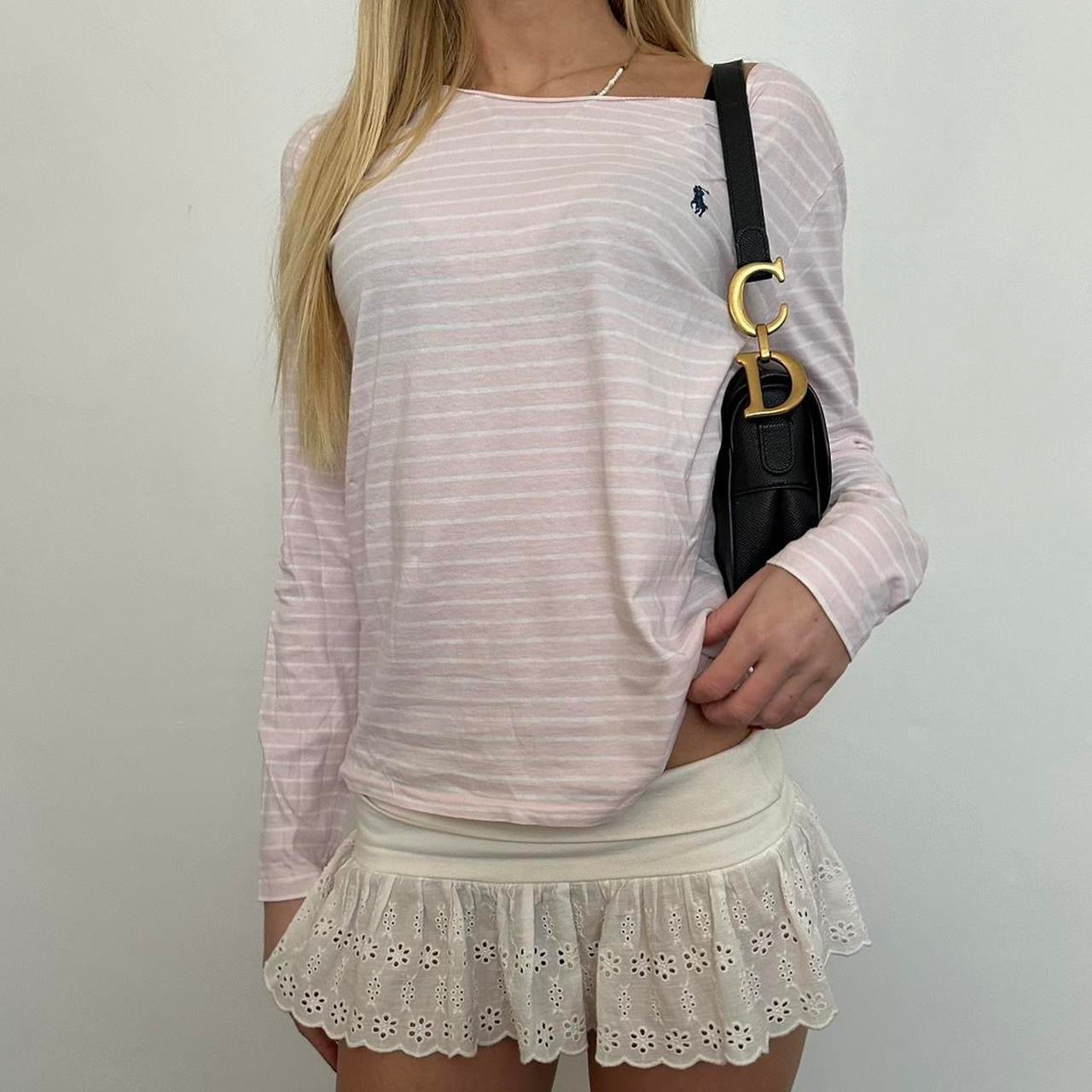 Vintage Ralph Lauren pastel pink long sleeve striped top
