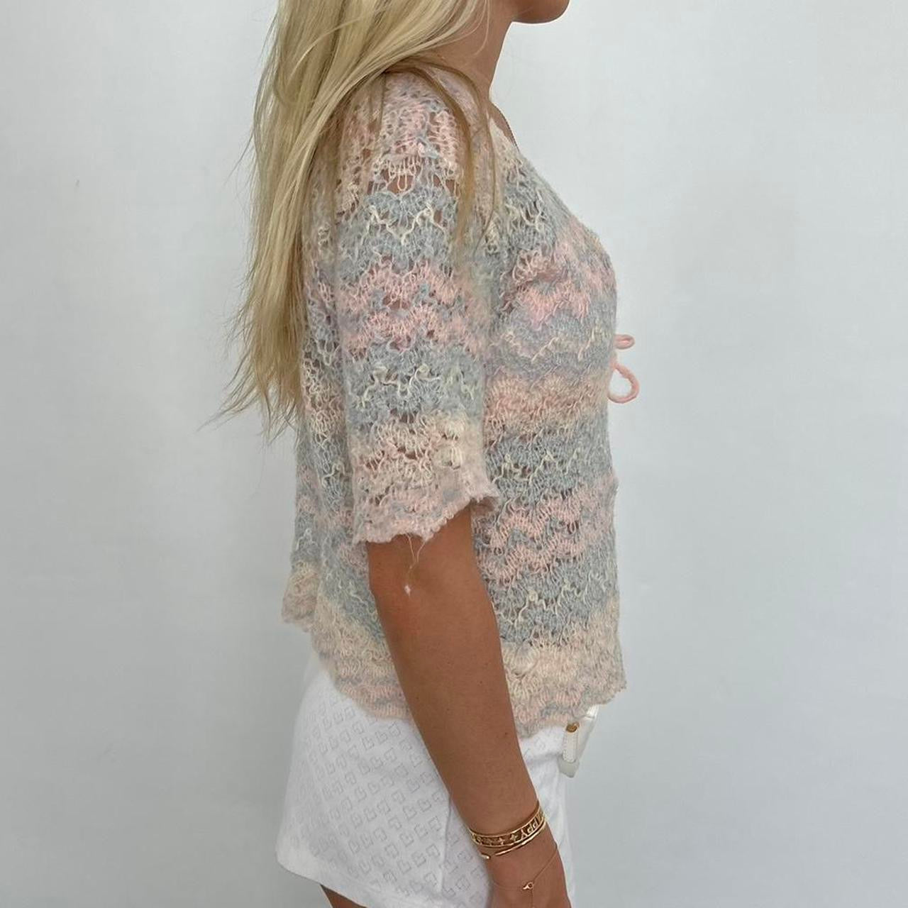 Vintage pastel crochet layering top