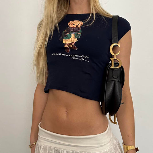 Vintage Ralph Lauren navy cute bear baby tee