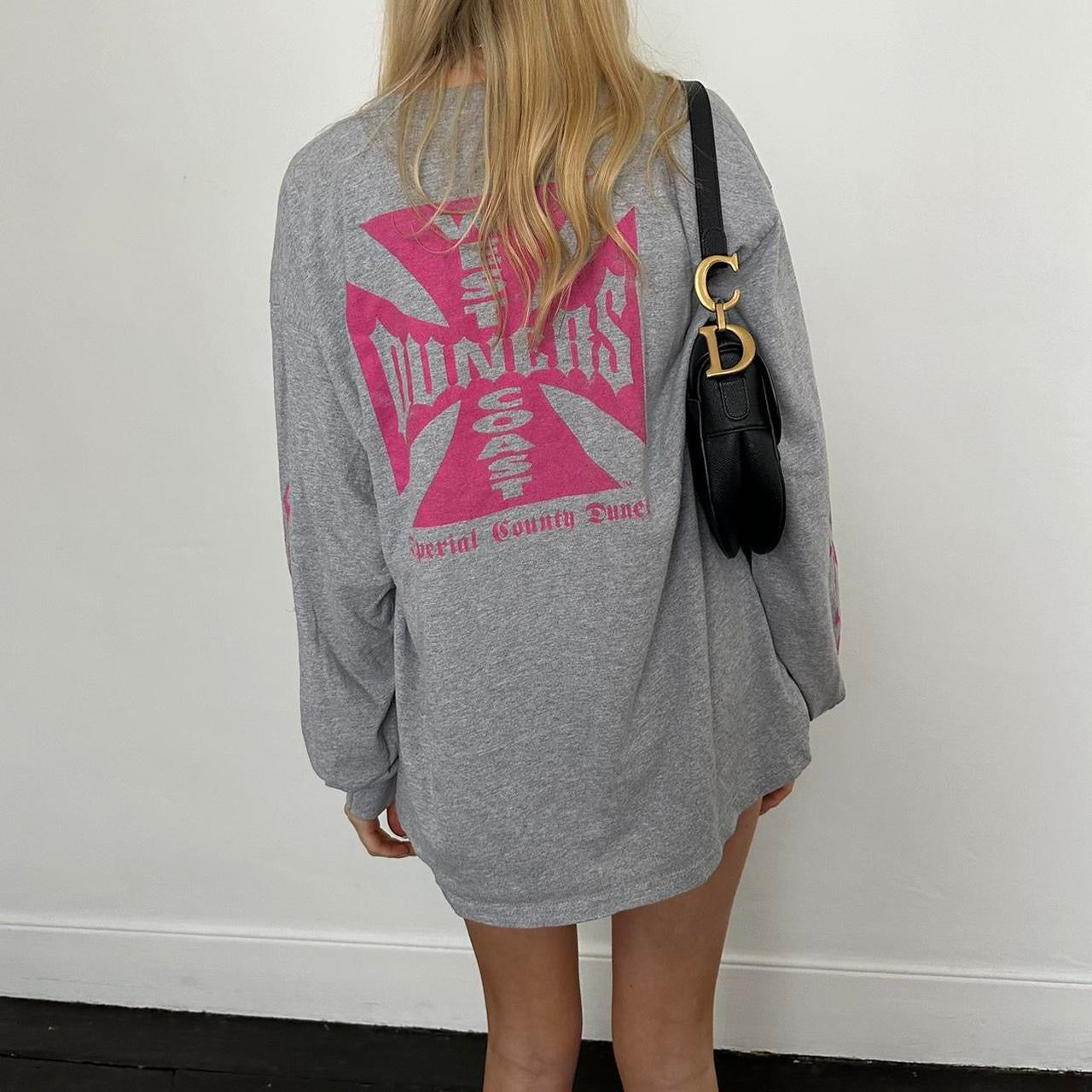Vintage West Coast Choppers pink rare long sleeve oversized top