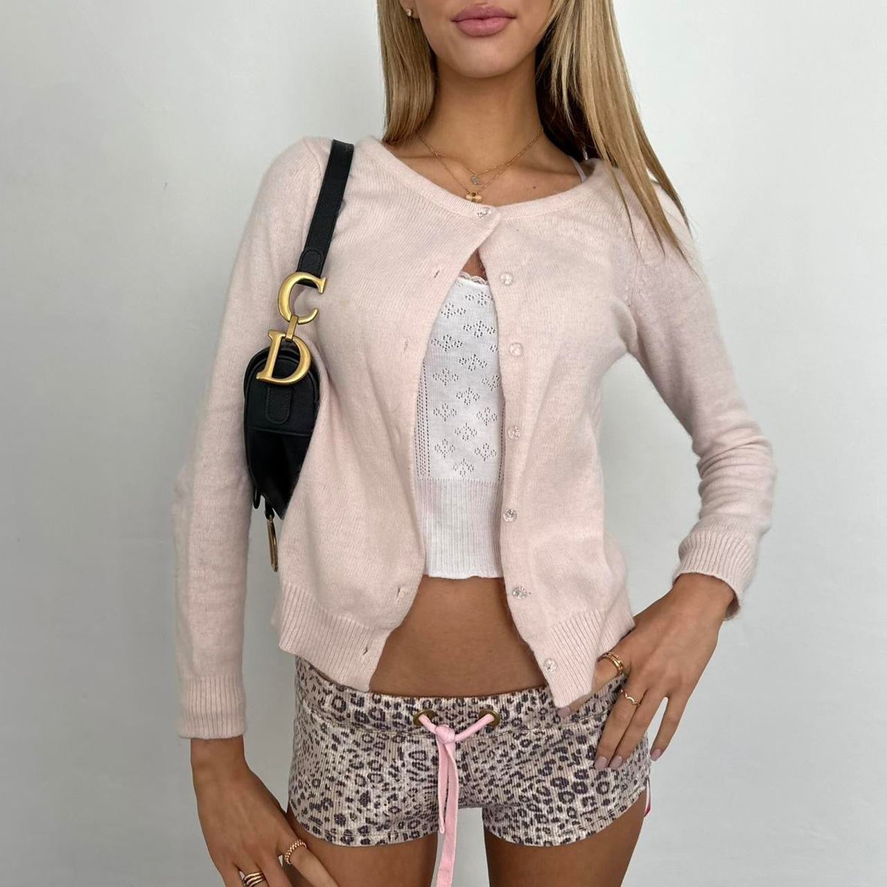 Vintage pink knit cardigan